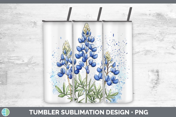 Watercolor Bluebonnet Tumbler Sublimation 20 oz Skinny Tumbl