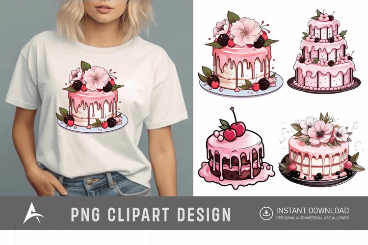 Watercolor Blush Cakes Clipart