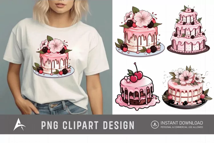Watercolor Blush Cakes Clipart