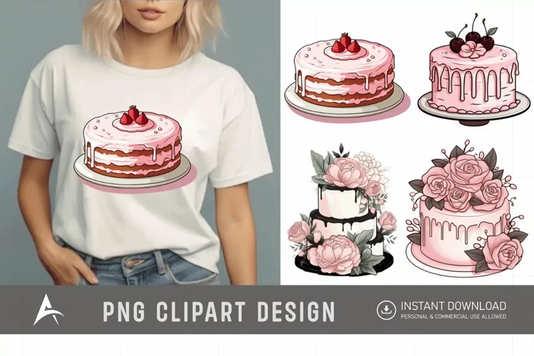Watercolor Blush Cakes Clipart