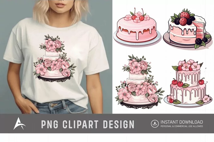 Watercolor Blush Cakes Clipart
