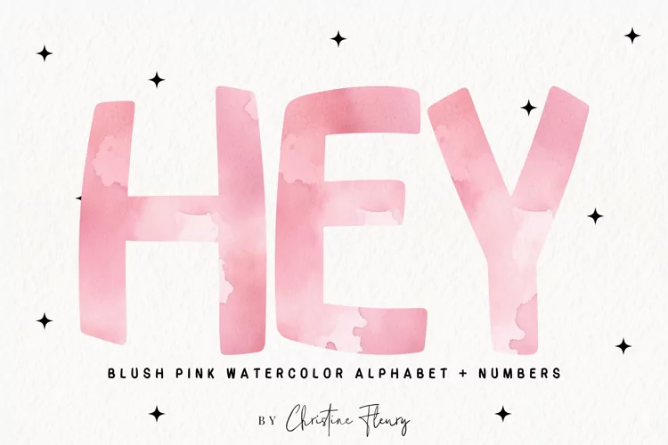 Pink Watercolor Alphabet & Numbers PNG