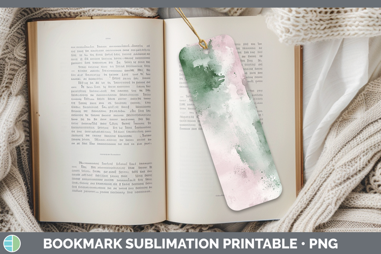 Watercolor Blush Sage Bookmark Sublimation Printable Designs