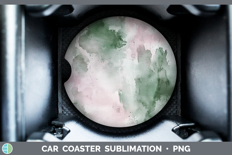 Watercolor Blush Sage Car Coaster Sublimation Designs