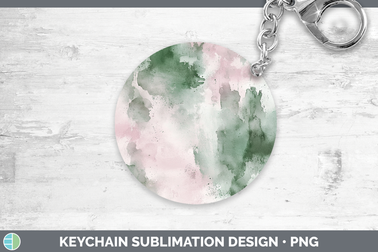 Watercolor Blush Sage Keychain Sublimation Keyring Designs