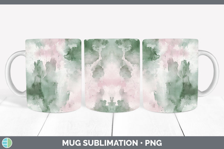Watercolor Blush Sage Mug Wrap Sublimation Coffee Cup Design