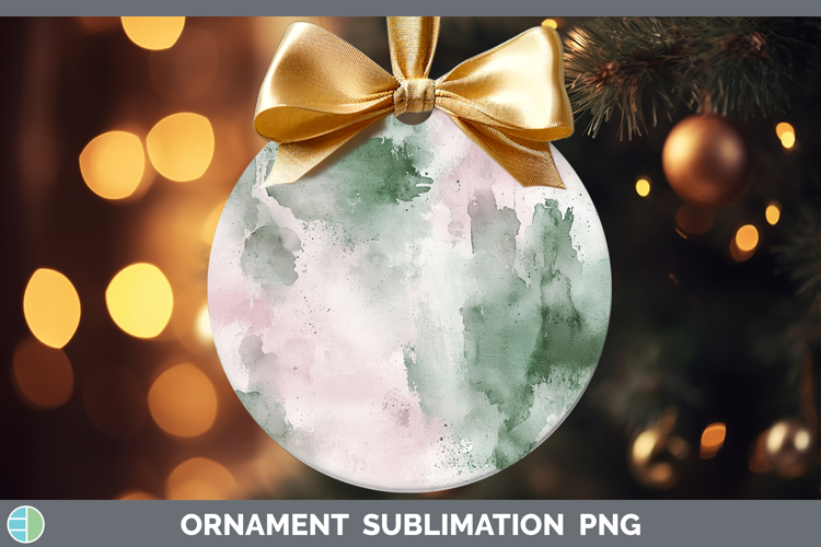 Watercolor Blush Sage Ornament Sublimation Bauble Designs