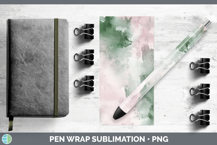 Watercolor Blush Sage Pen Wrap Sublimation Pen Designs