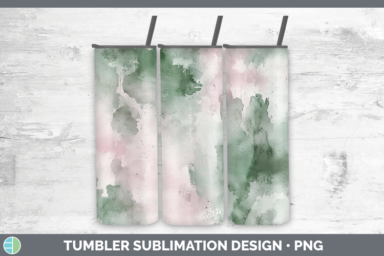 Watercolor Blush Sage Tumbler Sublimation 20 oz Skinny Tumbl