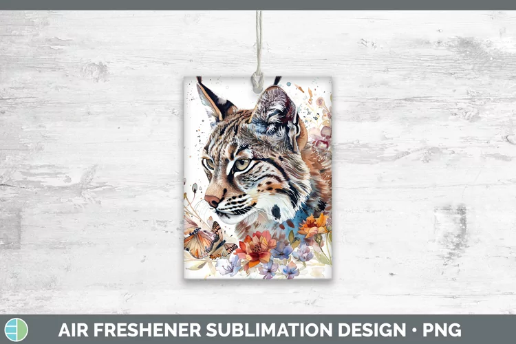 Watercolor Bobcat Air Freshener Sublimation Car Freshener De