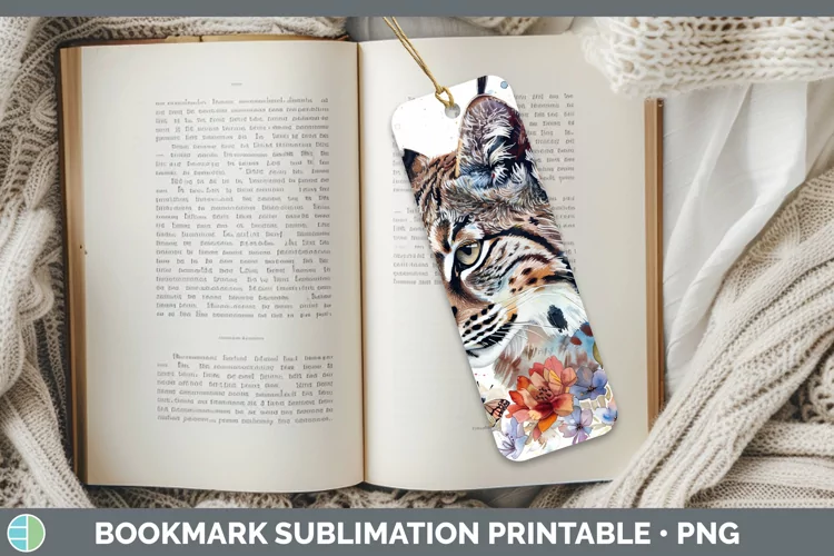 Watercolor Bobcat Bookmark Sublimation Printable Designs
