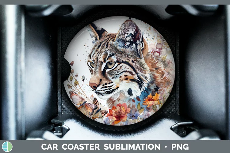 Watercolor Bobcat Car Coaster Sublimation Coaster Designs