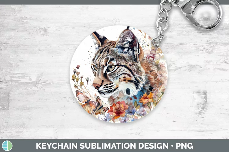 Watercolor Bobcat Keychain Sublimation Keyring Designs