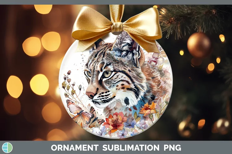 Watercolor Bobcat Ornament Sublimation Bauble Designs