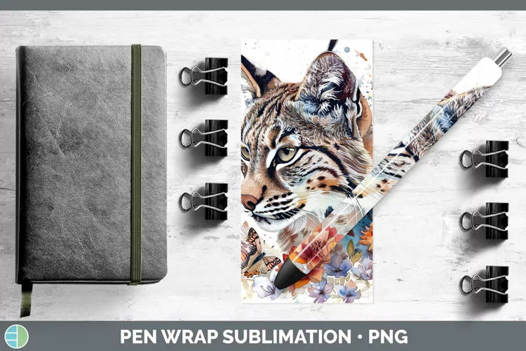 Watercolor Bobcat Pen Wrap Sublimation Epoxy Pen Designs