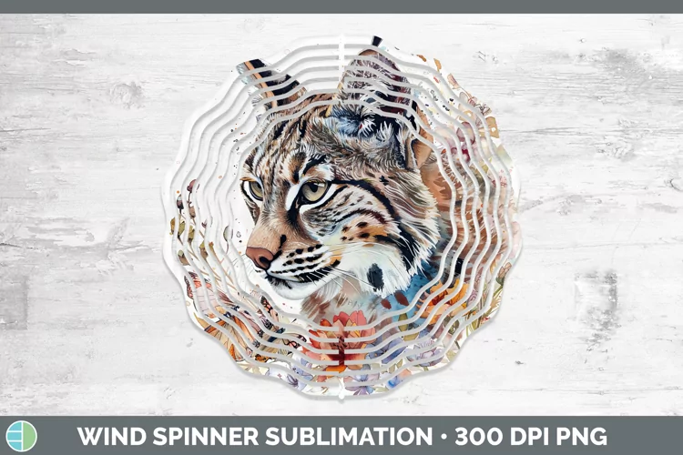 Watercolor Bobcat Wind Spinner Sublimation Spinner Designs