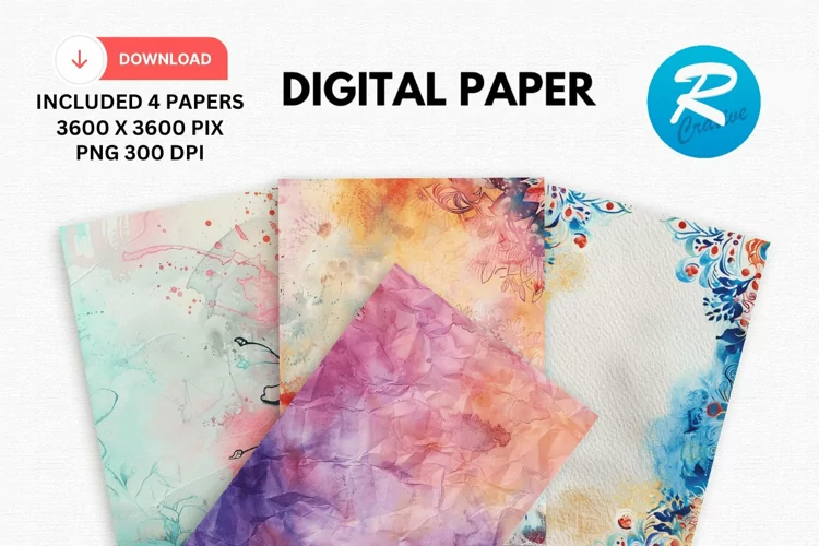 Watercolor Bohemian Digital Paper, Bohemian Background
