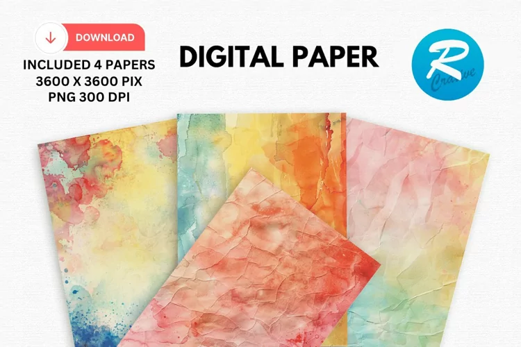 Watercolor Bohemian Digital Paper, Bohemian Background