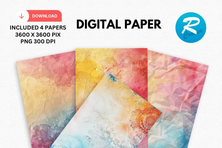 Watercolor Bohemian Digital Paper, Bohemian Background