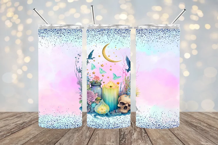 Watercolor Boho Candles - 20oz Sublimation - PNG Design