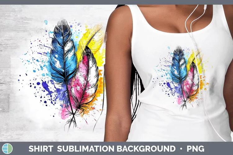 Watercolor Boho Feathers Shirt Sublimation Sublimation Backg