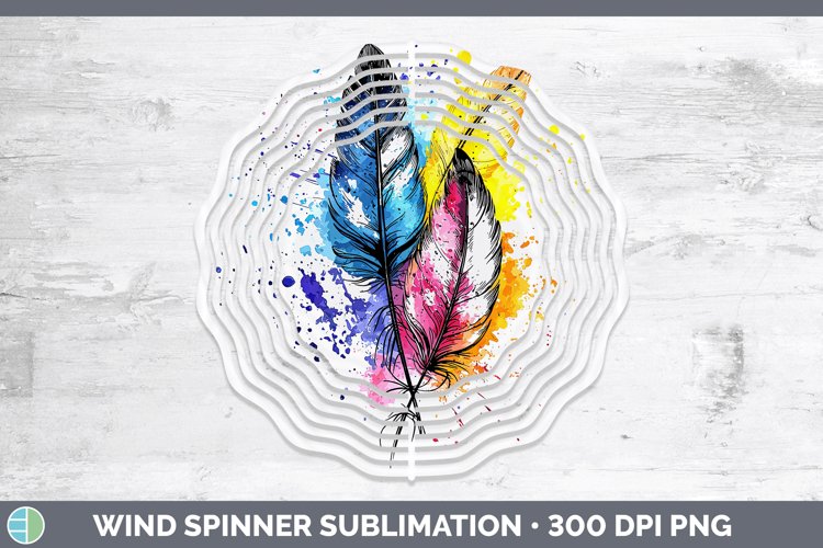 Watercolor Boho Feathers Wind Spinner Sublimation Spinner De