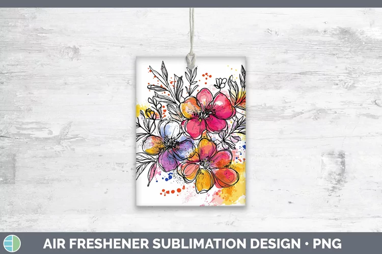 Watercolor Boho Florals Air Freshener Sublimation Car Freshe