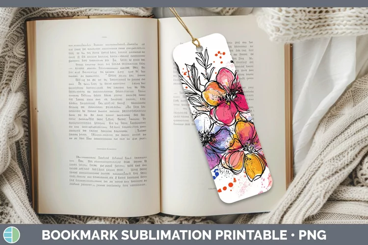 Watercolor Boho Florals Bookmark Sublimation Printable Desig