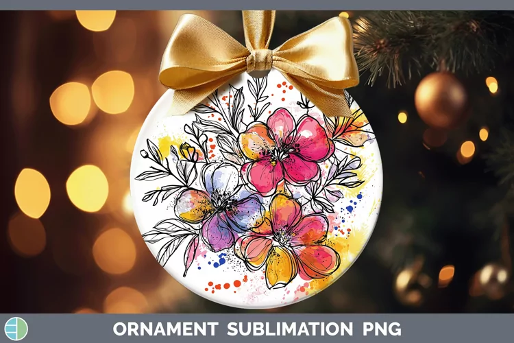 Watercolor Boho Florals Ornament Sublimation Bauble Designs
