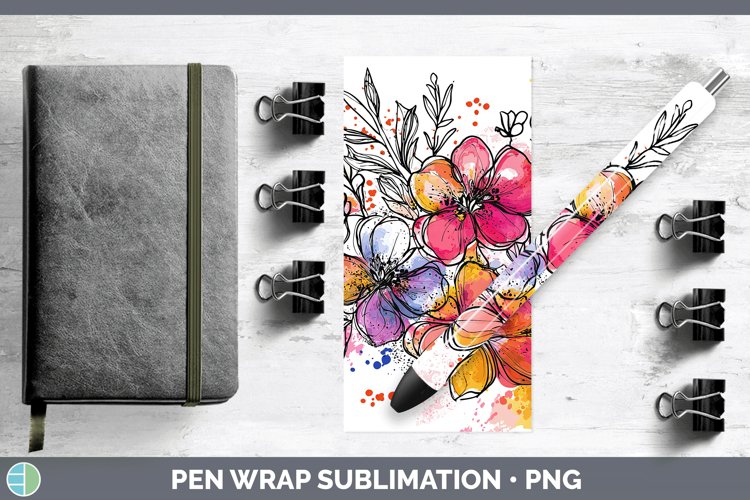 Watercolor Boho Florals Pen Wrap Sublimation Pen Designs