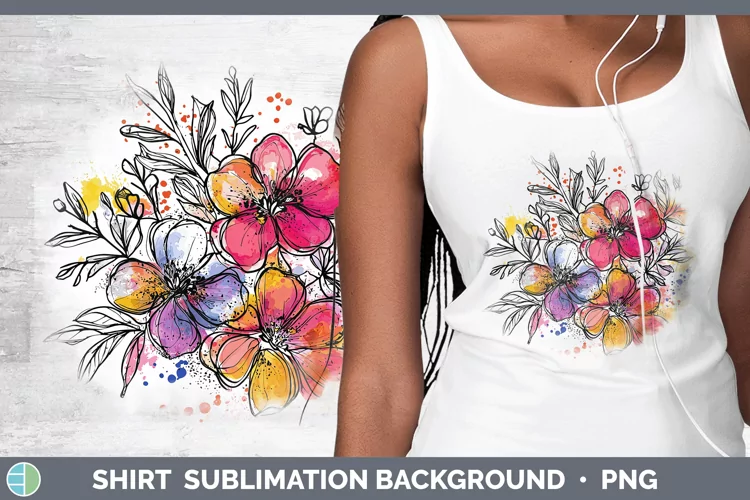 Watercolor Boho Florals Shirt Sublimation Sublimation Backgr