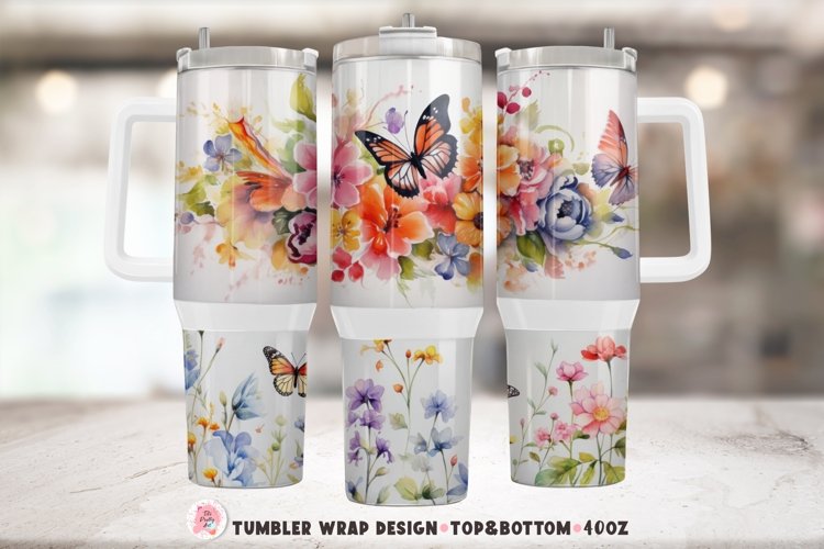 Boho Tumbler Wrap, 40 oz tumbler wrap, Watercolor Flower Tumbler Wrap, Watercolor Flower Png