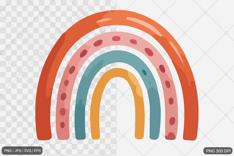 Watercolor Boho Rainbow Design SVG PNG