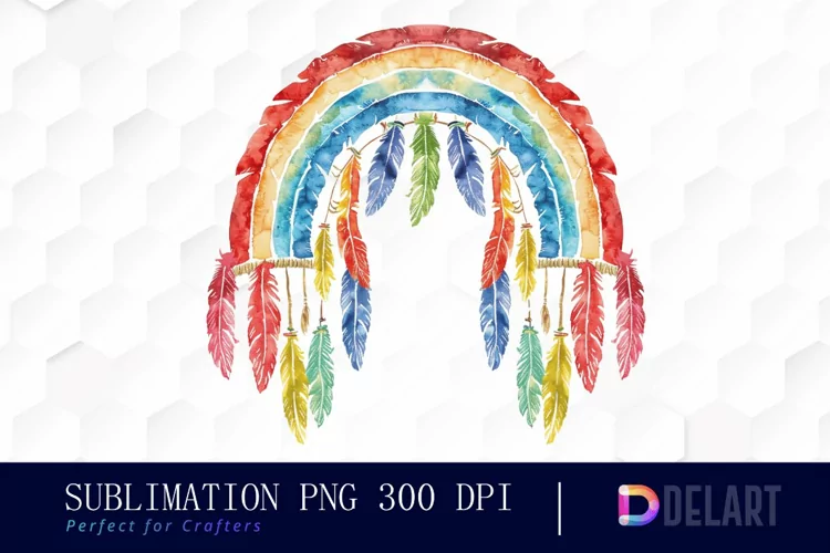 Boho Rainbow Sublimation PNG Clipart
