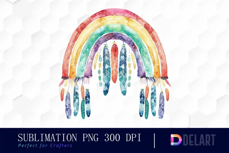 Boho Rainbow Illustration Clipart