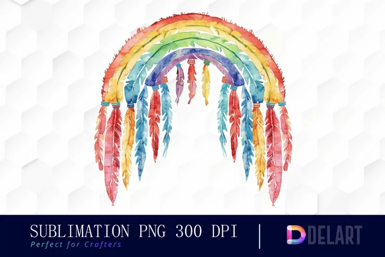 Boho Rainbow Watercolor Clipart
