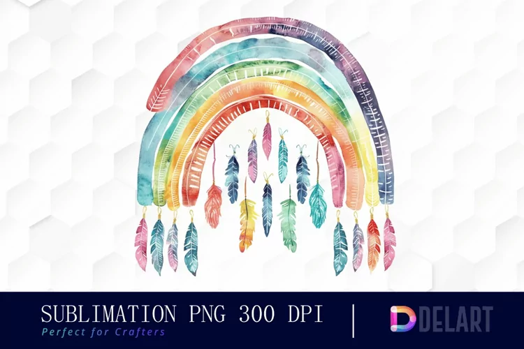 Boho Rainbow Illustration Clipart