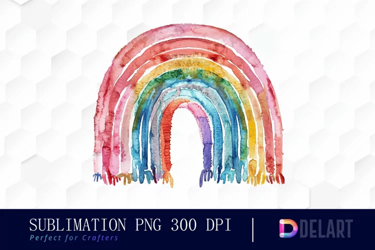 Boho Rainbow Watercolor Clipart
