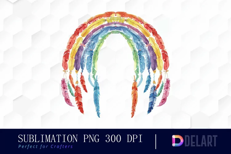 Boho Rainbow Sublimation PNG Clipart