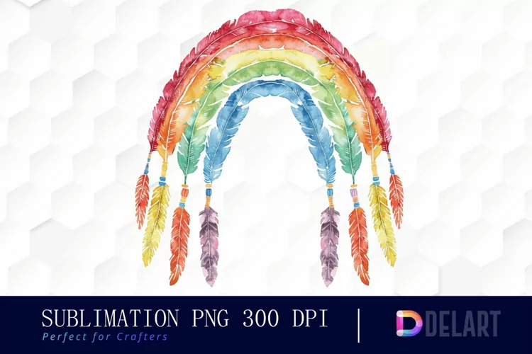 Boho Rainbow Watercolor Clipart