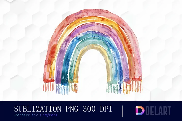 Boho Rainbow Watercolor Clipart