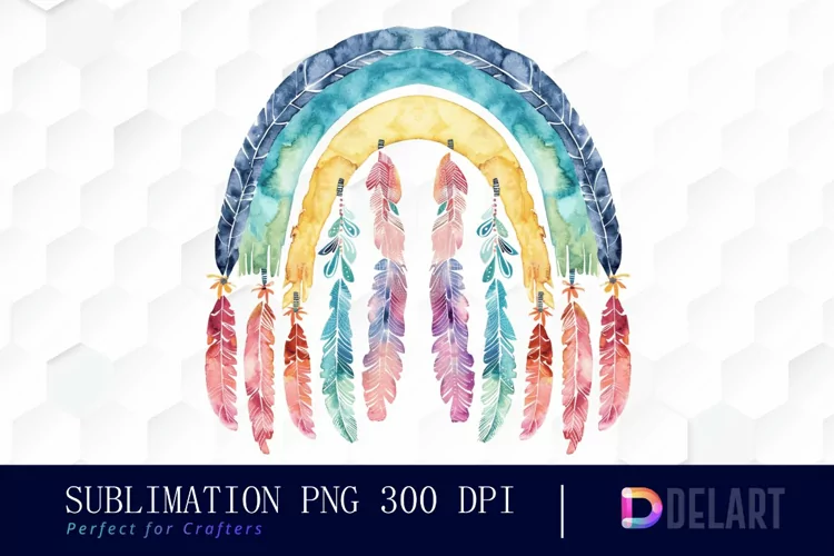 Boho Rainbow Sublimation PNG Clipart