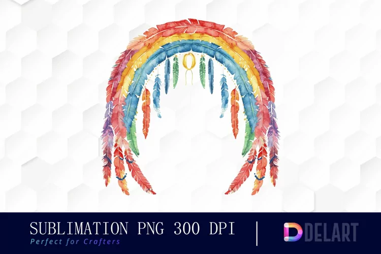 Boho Rainbow Watercolor Clipart