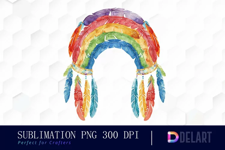 Boho Rainbow Watercolor Clipart