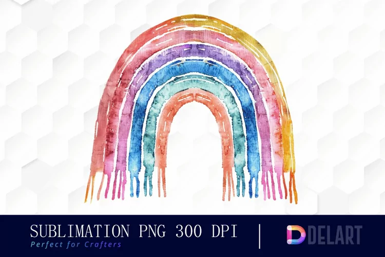 Boho Rainbow Watercolor Clipart