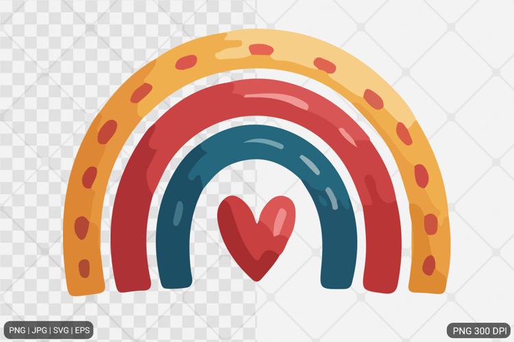 Watercolor Boho Rainbow Design SVG PNG