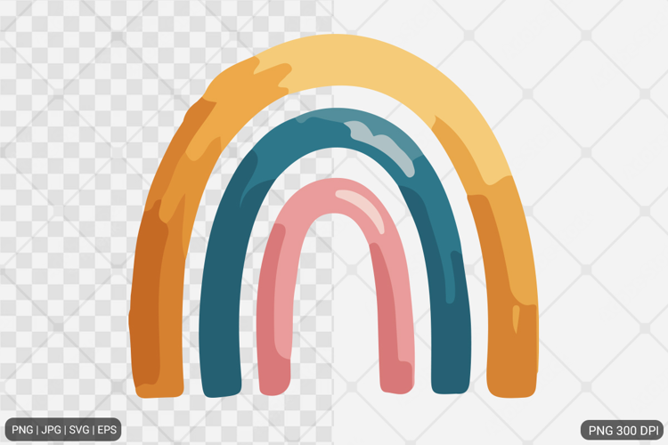 Watercolor Boho Rainbow Design SVG PNG