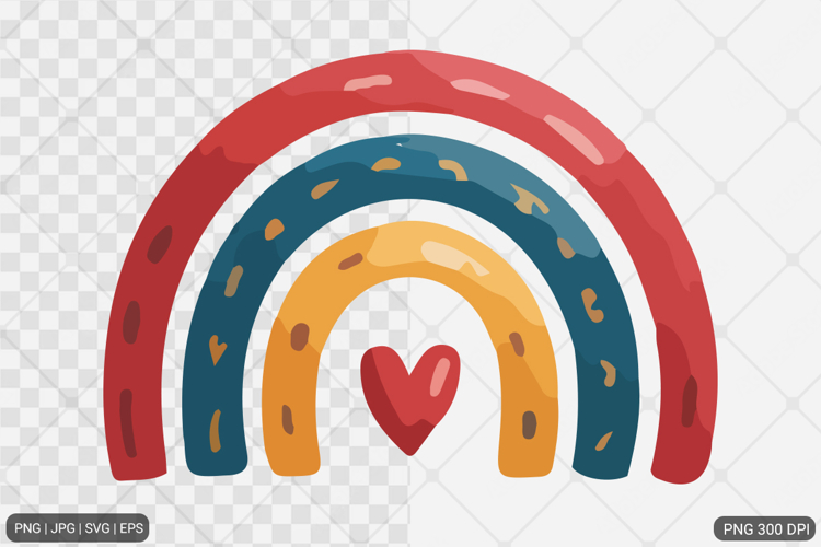 Watercolor Boho Rainbow Design SVG PNG