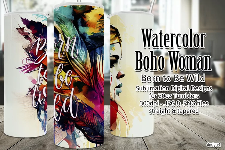 Born to Be Wild Tumbler, Boho Tumbler, Watercolor Tumbler