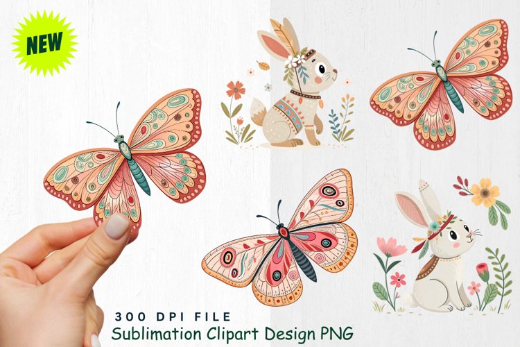 Watercolor Boho Woodland Animals Clipart